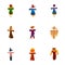 Happy scarecrow icon set, cartoon style