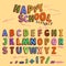 Happy school colorful alphabet in different styles