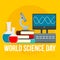 Happy science day concept background, flat style