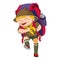 Happy scout walking icon, cartoon style