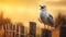 Happy Seagull Poses On Farm Fence Post With Lush Corn Field