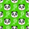 Happy seamless pattern with face panda and bamboo.