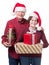 Happy Senior Couple Bearing Christmas Gifts
