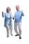 Happy senior couple with thumbs up on white background