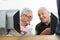 Happy Senior Man With Classmate Sitting At Computer Desk