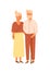 Happy senior romantic couple of old woman and man with walking stick. Portrait of two elderly people standing together