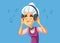 Happy Senior Woman Listening to Music on Headphones