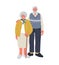 Happy seniors people.Man with bart,woman with cane.Very old people.Vector flat