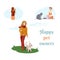 Happy set of pet owners. Vector illustrations