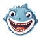 Happy Shark Face Sticker On Isolated Tansparent Background, Png, Logo. Generative AI
