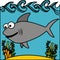happy shark inside aquarium icon