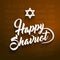 Happy Shavuot greeting with hebrew letters on background means Jewish holiday of Shavuot