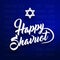 Happy Shavuot greeting with hebrew letters on background means Jewish holiday of Shavuot