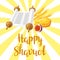 Happy Shavuot illustration. Holiday background with Jewish traditional symbols.
