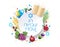 Happy Shavuot Jewish Holiday symbols Hebrew festival card poster wallpaper sign template