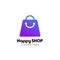 happy shop logo design template. shopping logo design stock