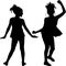 Happy silhouettes children