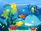 Happy Silly Cute Underwater Sea Animals Scene