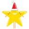 Happy simple cartoon smiling Christmas star Santa Claus character