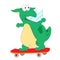 A happy skateboard green dragon