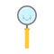 Happy sleeping magnifying glass, cute not found symbol, successful search, zoom, results found while searching