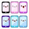 Happy smartphone cartoon character kawaii set