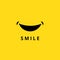 Happy smile doodle. Funny smiling mouth isolated on yellow background. Cartoon smiles logo vector icon