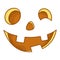 Happy smile face for jack lantern. Funny facial expression. A fictional Halloween cartoon character. Simple flat element