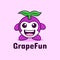 Happy smile face mascot fruit Grape logo designs