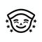 Happy Smile Isolated Line Icon: Kabuki Theater Style