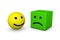 Happy smiley ball and sad smiley cube