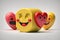 Happy smiley emoticons in yellow and red