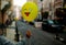 Happy Smiley Face Balloon In The City.