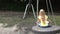 Happy Smiley Girl Swinging Outdoor, Child Playing at Playground Park Children 4K