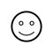 Happy smiley vector icon. Black and white smile illustration. Outline linear emotion icon.