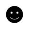 Happy smiley vector icon. Black and white smile illustration. Solid linear emotion icon.
