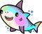 Happy smiling baby shark with bubbles. Kawaii cartoon