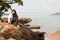 A Happy Smiling Cambodian Asian Girl and Kaoh Puoh Bridge at Sihanoukville