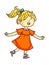 Happy smiling child cheerfully joyfully jumping, laughing, screaming cartoon. Playful girl. Happiness, gladness, joy and