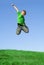 Happy smiling child jumping free