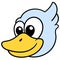 Happy smiling duck head emoticon, doodle icon image