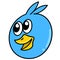 Happy smiling duck head emoticon doodle kawaii. doodle icon image