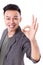 Happy, smiling, exited man giving ok hand gesture