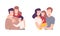 Happy Smiling Family Together Cuddling and Embracing Vector Set