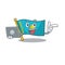 Happy smiling flag kazakhstan cartoon character working with laptop