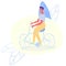 Happy Smiling Man Riding on Bicycle Cutout Cartoon