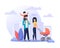 Happy Smiling Parents on Walk Flat Illustration