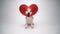 Happy smiling romantic symbol. Dog in red heart decoration