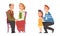 Happy Smiling Senior Man and Woman Sitting Together and Dad with Daughter Vector Set