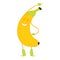 Happy smiling sport banana character work out abs. Vector cartoon illustration.